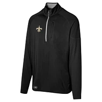 Men's Black New Orleans Saints Grind Iron Quarter-Zip Top