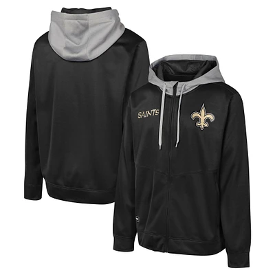 Men's Black New Orleans Saints Replay Fashion Graphic Full-Zip Hoodie Jacket