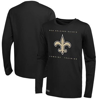 T-shirt noir à manches longues pour hommes des New Orleans Saints Side Drill