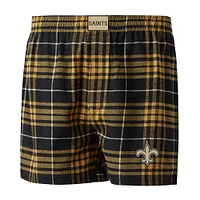 Men's Concepts Sport Black/Gold New Orleans Saints Concord Flannel Boxers