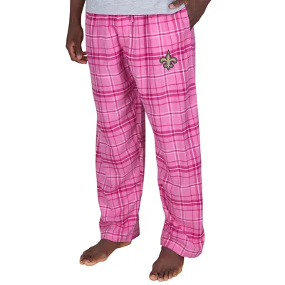 New Orleans Saints Concepts Sport Ultimate Plaid Flannel Pajama Pants - Pink