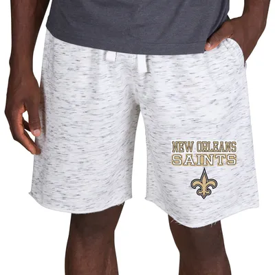 New Orleans Saints Concepts Sport Alley Fleece Shorts - White/Charcoal