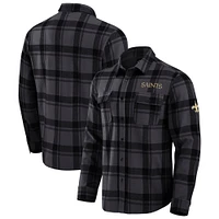 Men's Darius Rucker Collection by Fanatics Black New Orleans Saints Plaid Button-Up Shirt