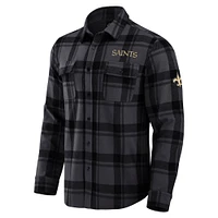 Men's Darius Rucker Collection by Fanatics Black New Orleans Saints Plaid Button-Up Shirt