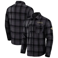 Chemise boutonnée noire à carreaux tri-blend des Saints de la Nouvelle-Orléans pour homme, collection Darius Rucker par Fanatics
