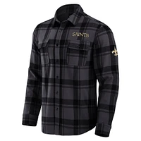 Chemise boutonnée noire à carreaux tri-blend des Saints de la Nouvelle-Orléans pour homme, collection Darius Rucker par Fanatics