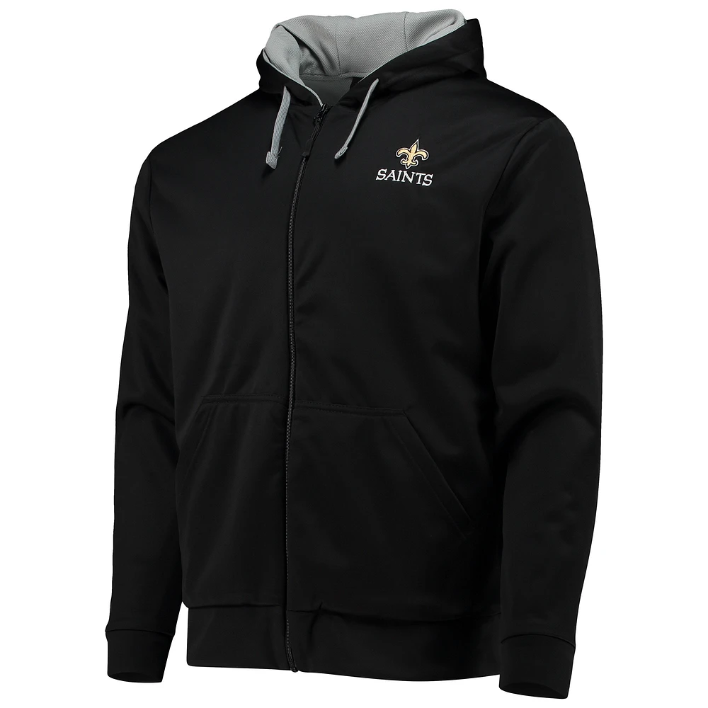 Sweat à capuche zippé Dunbrooke New Orleans Saints Apprentice pour homme noir/gris