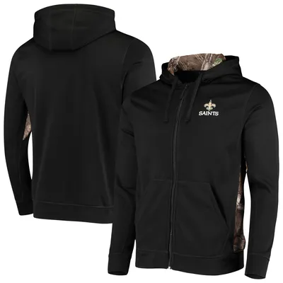 Chandail à capuchon en molleton entièrement zippé Dunbrooke Black/Realtree Camo New Orleans Saints Decoy Tech Fleece pour hommes