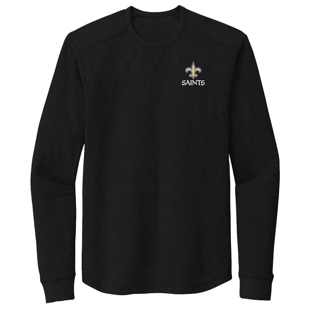 T-shirt thermique à manches longues Dunbrooke noir New Orleans Saints Cavalier pour hommes