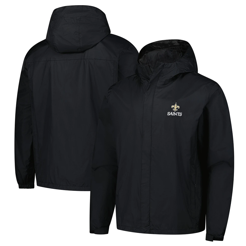 Veste à capuche entièrement zippée et imperméable Dunbrooke Black New Orleans Saints Tropic pour homme