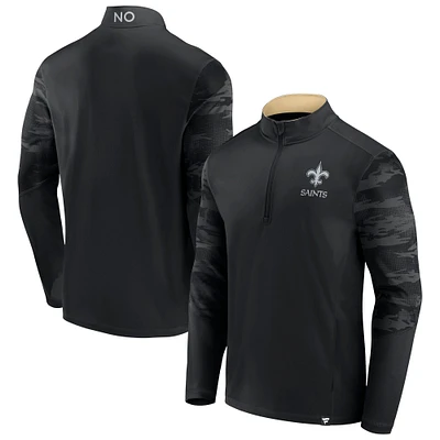 Men's Fanatics Black/Gold New Orleans Saints Defender Quarter-Zip Jacket