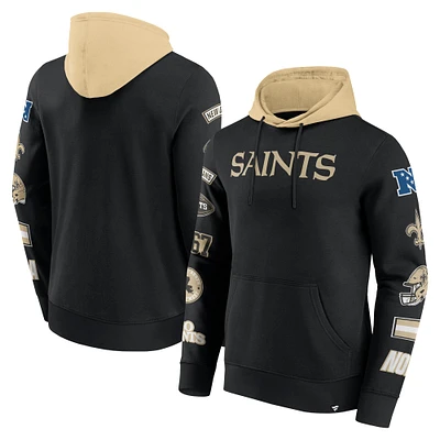 Sweat à capuche patchs New Orleans Saints noir/or Fanatics pour hommes