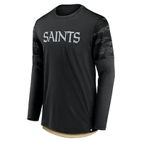 T-shirt à manches longues Fanatics noir/or pour hommes New Orleans Saints Square Off