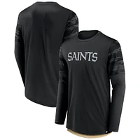 T-shirt à manches longues Fanatics noir/or pour hommes New Orleans Saints Square Off