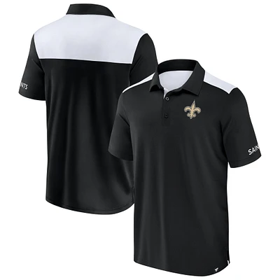 Men's Fanatics  Black/White New Orleans Saints Colorblock Polo