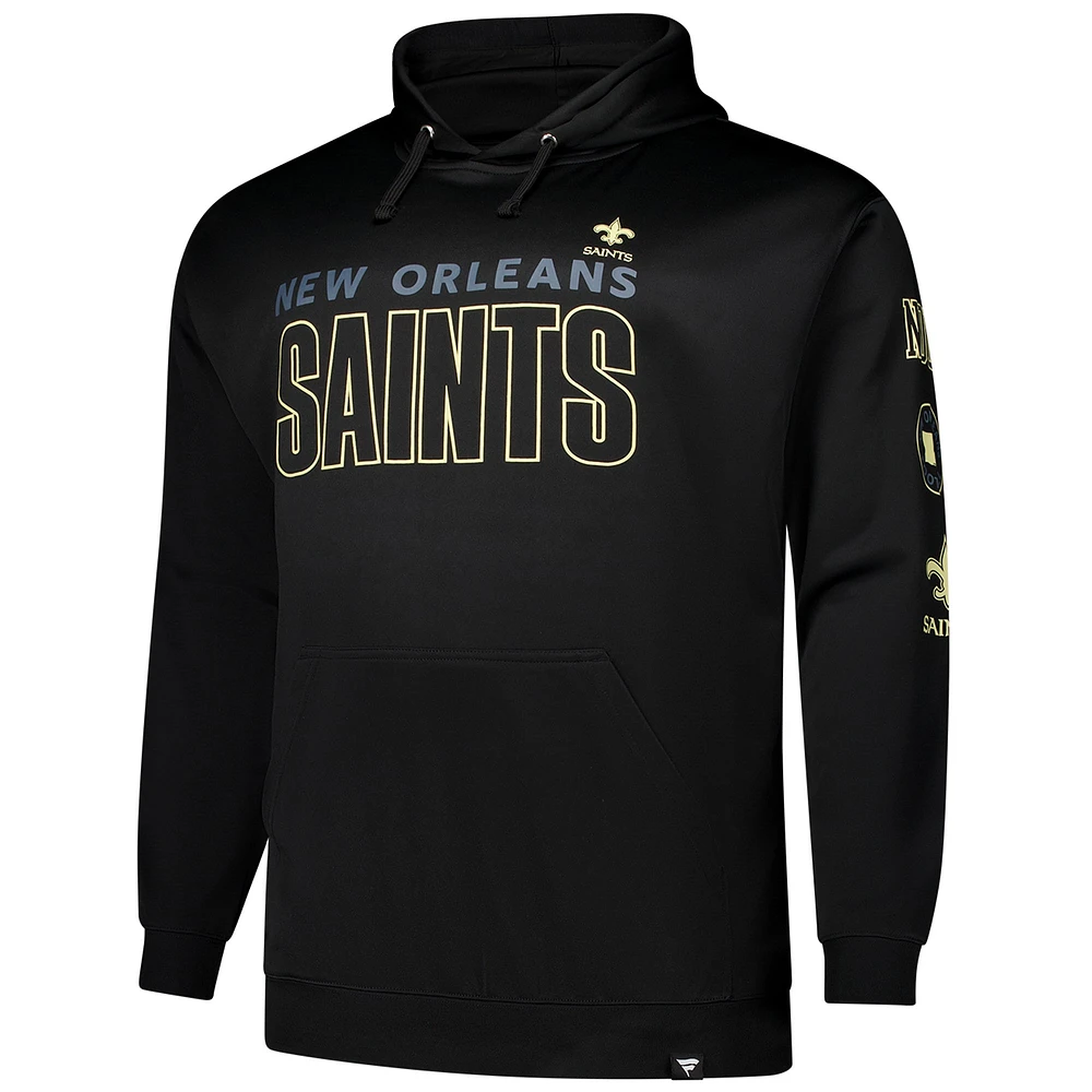 Sweat à capuche en polaire noir Fanatics New Orleans Saints pour hommes, grande taille