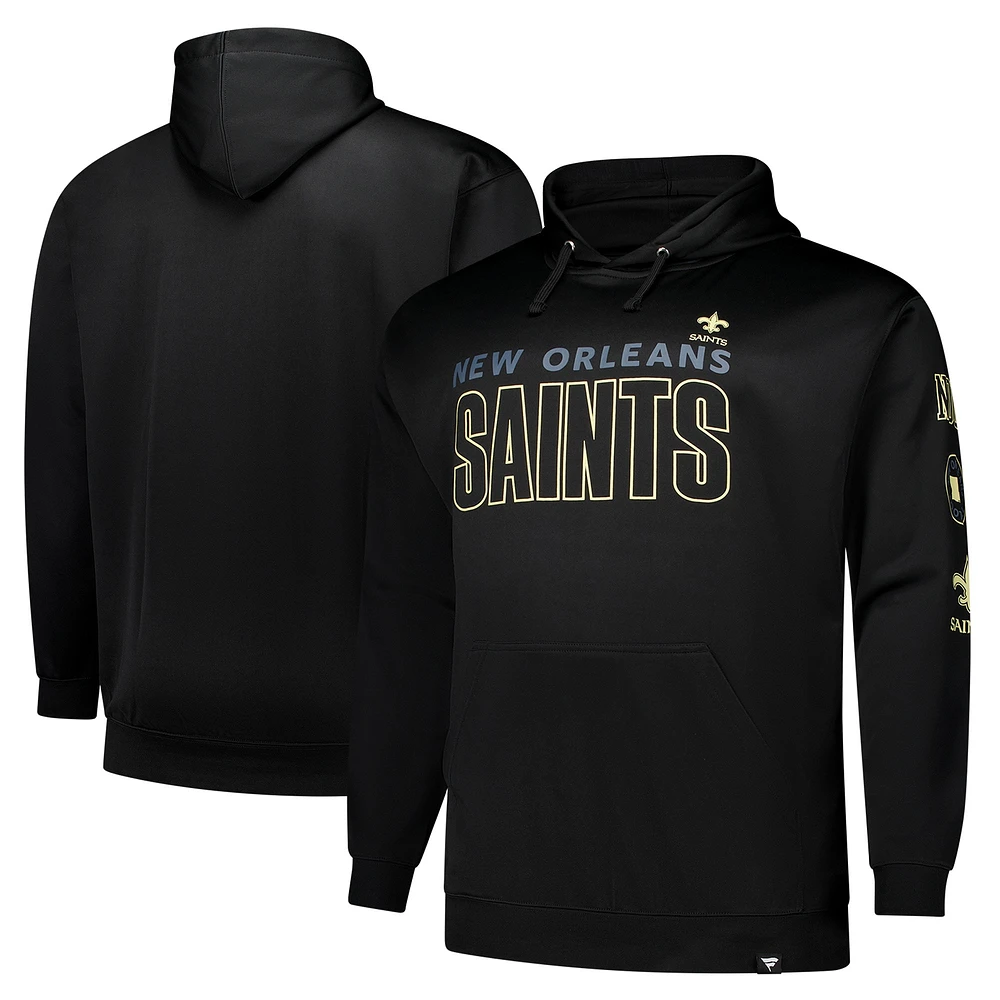 Sweat à capuche en polaire noir Fanatics New Orleans Saints pour hommes, grande taille