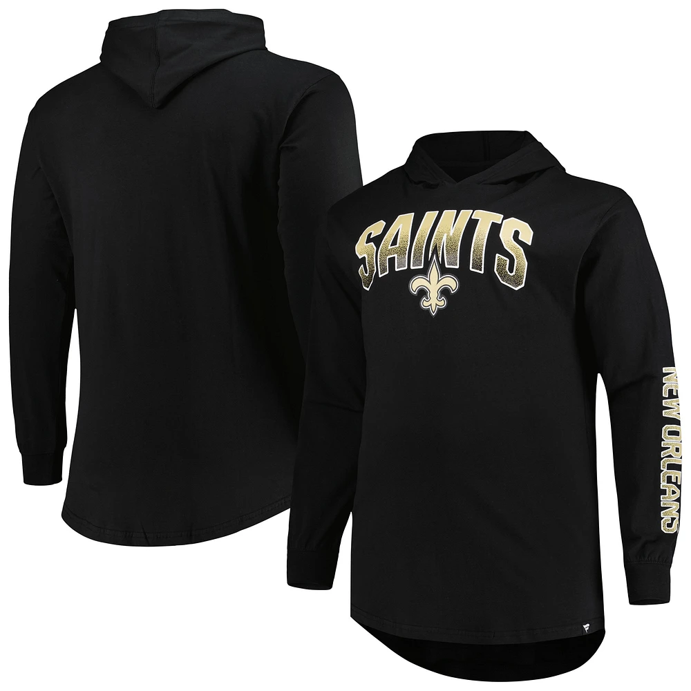 Sweat à capuche noir New Orleans Saints Fanatics pour hommes Big & Tall Front Runner