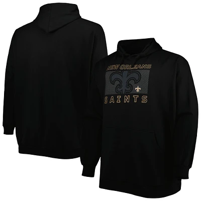 Men's Fanatics Black New Orleans Saints Big & Tall Pop of Color Pullover Hoodie