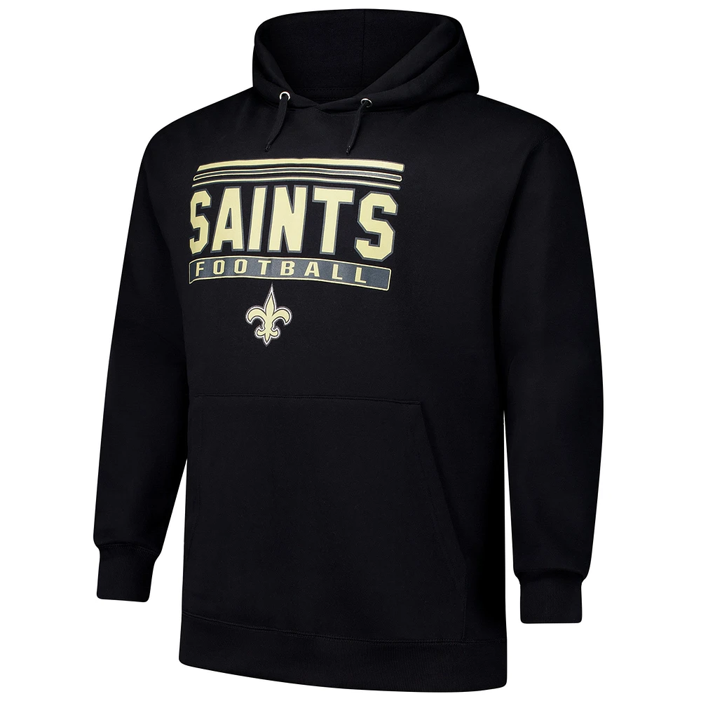 Men's Fanatics Black New Orleans Saints Big & Tall Pop Pullover Hoodie