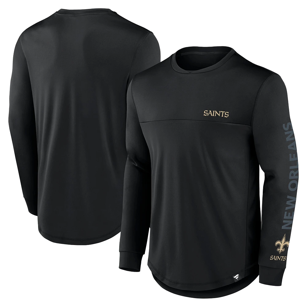 T-shirt à manches longues Blackout des New Orleans Saints pour hommes Fanatics Black