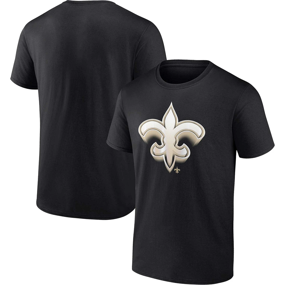 T-shirt noir Fanatics New Orleans Saints Chrome Dimension pour hommes