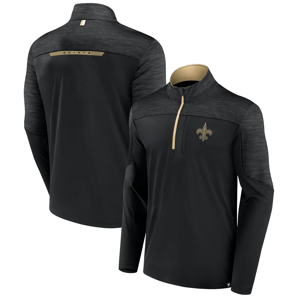 Veste noire à quart de zip Fanatics New Orleans Saints Defender Evo pour hommes