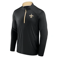 Men's Fanatics Black New Orleans Saints Defender Long Sleeve Quarter-Zip Jacket