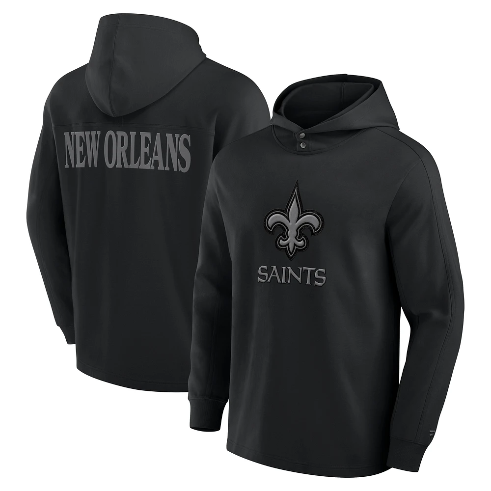 T-shirt à capuche manches longues noir New Orleans Saints Elements Blaze Tri-Blend pour hommes Fanatics