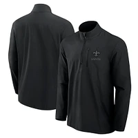 Men's Fanatics Black New Orleans Saints Front Office Micro Tonal Quarter-Zip Pullover