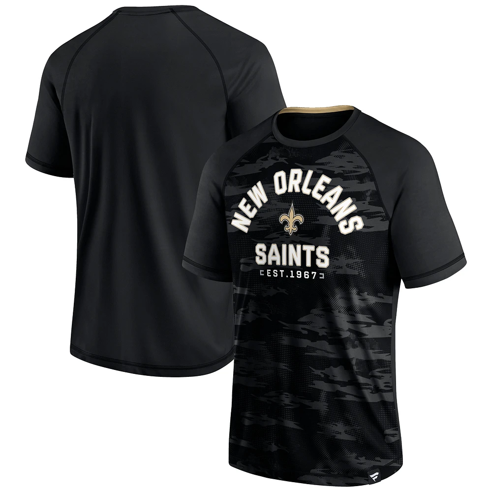 T-shirt noir Fanatics New Orleans Saints Hail Mary Defender Raglan pour hommes