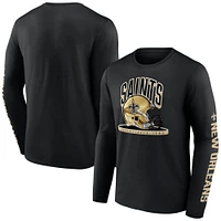 Men's Fanatics  Black New Orleans Saints Helmet Platform Long Sleeve T-Shirt