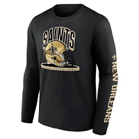 Men's Fanatics  Black New Orleans Saints Helmet Platform Long Sleeve T-Shirt