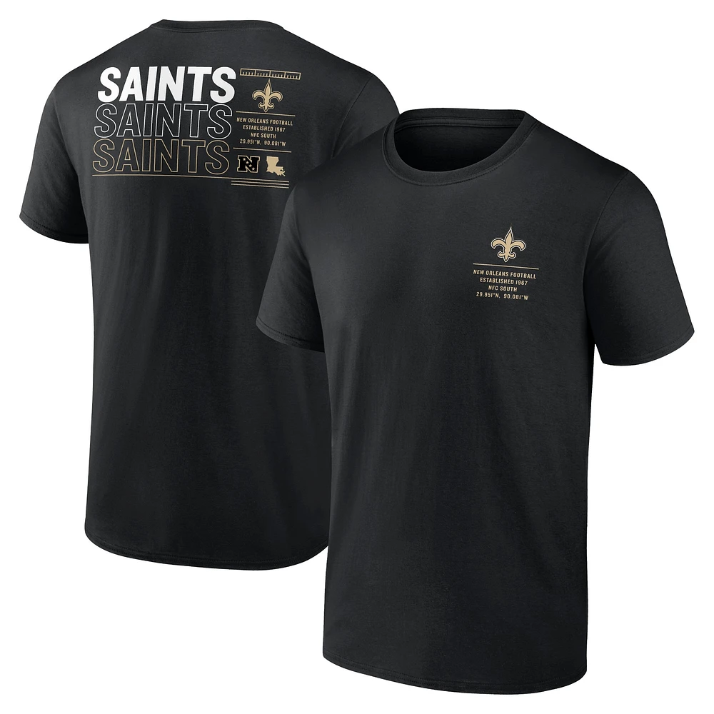 T-shirt noir New Orleans Saints Repeat Stats Fanatics pour hommes