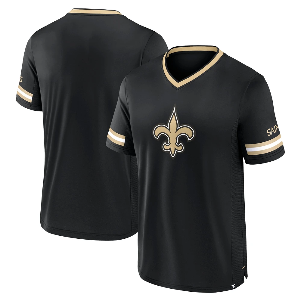 Men's Fanatics Black New Orleans Saints Stripe Stacking T-Shirt