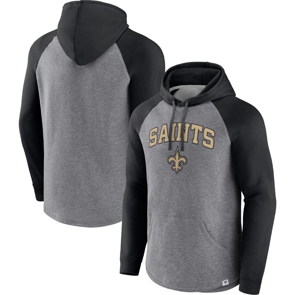 Fanatics Branded Men's Fanatics Branded Heathered Gray/Black New Orleans  Saints By Design Raglan Pullover Hoodie