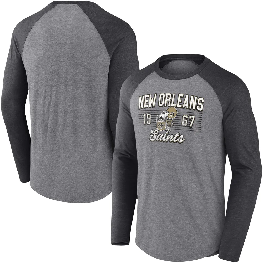 Lids New Orleans Saints Fanatics Branded Weekend Casual Raglan Long Sleeve T -Shirt - Heathered Gray/Heathered Charcoal