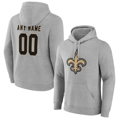 New Orleans Saints Fanatics Branded Team Authentic Custom Pullover Hoodie - Heathered Gray