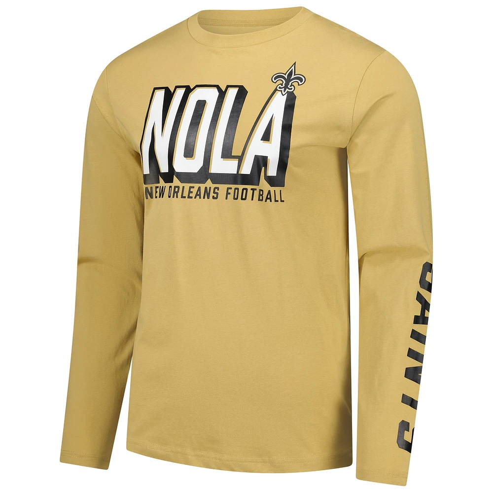 Men's Fanatics  Gold New Orleans Saints Long Sleeve T-Shirt