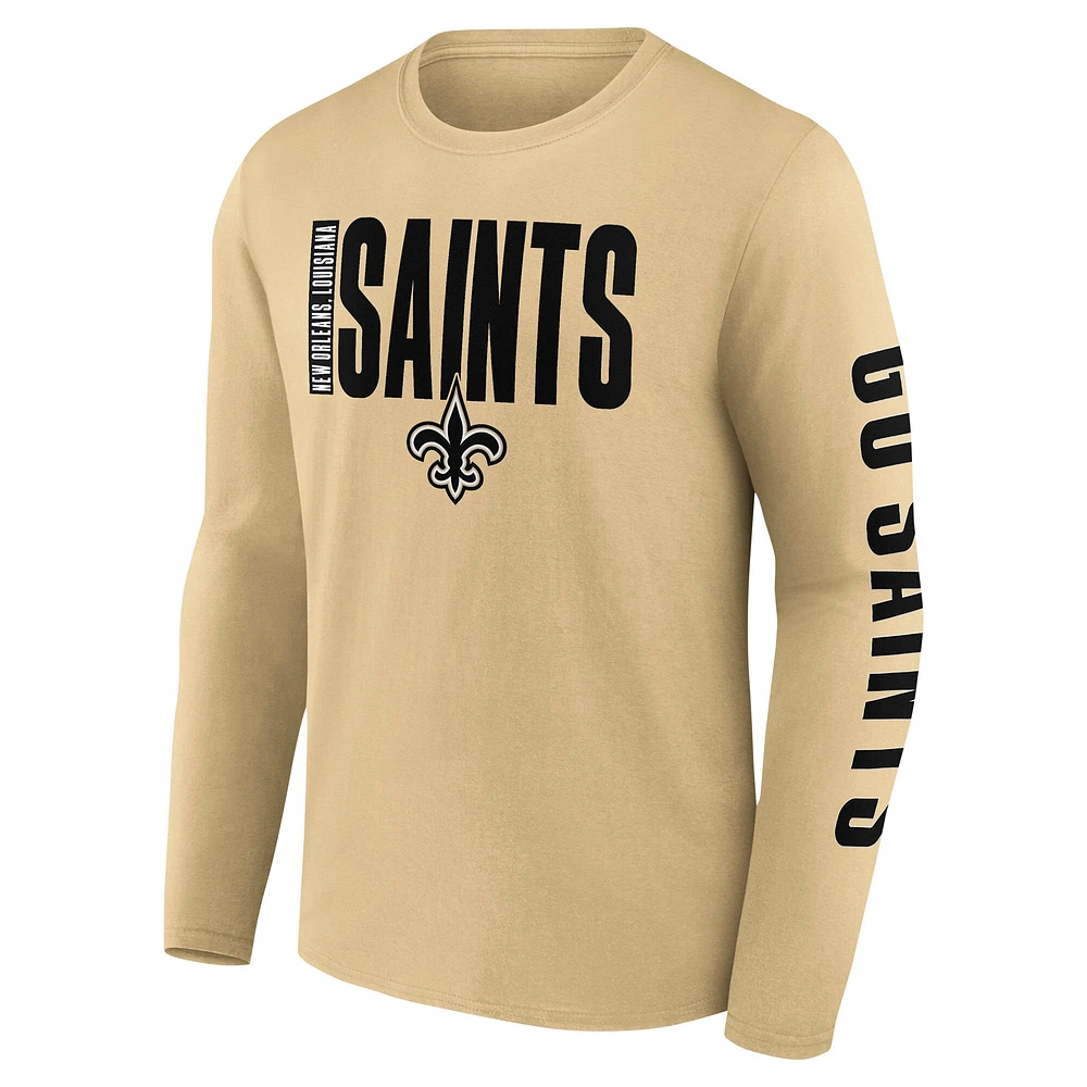 T-shirt à manches longues Fanatics Gold New Orleans Saints Vision pour hommes