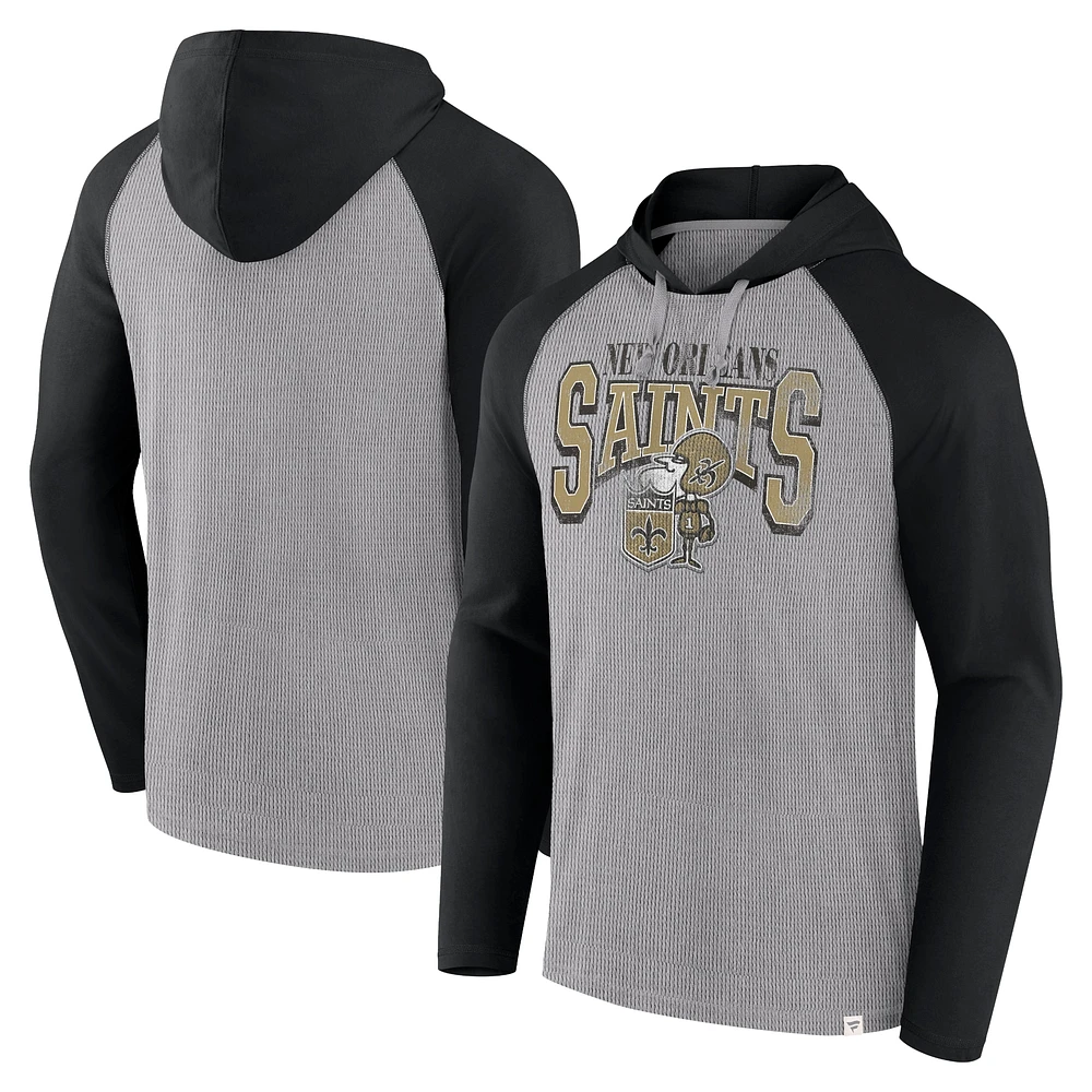 Men's Fanatics Gray/Black New Orleans Saints Under Center Long Sleeve Hoodie T-Shirt