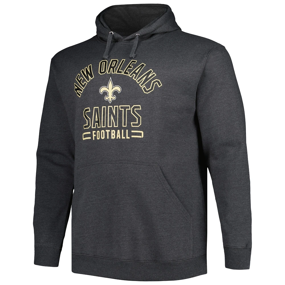 Men's Fanatics Heather Charcoal New Orleans Saints Big & Tall Pullover Hoodie