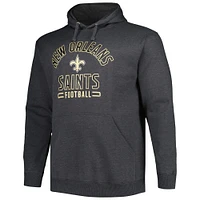 Men's Fanatics Heather Charcoal New Orleans Saints Big & Tall Pullover Hoodie