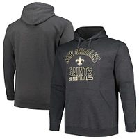 Sweat à capuche Fanatics Heather Charcoal New Orleans Saints Big & Tall pour hommes