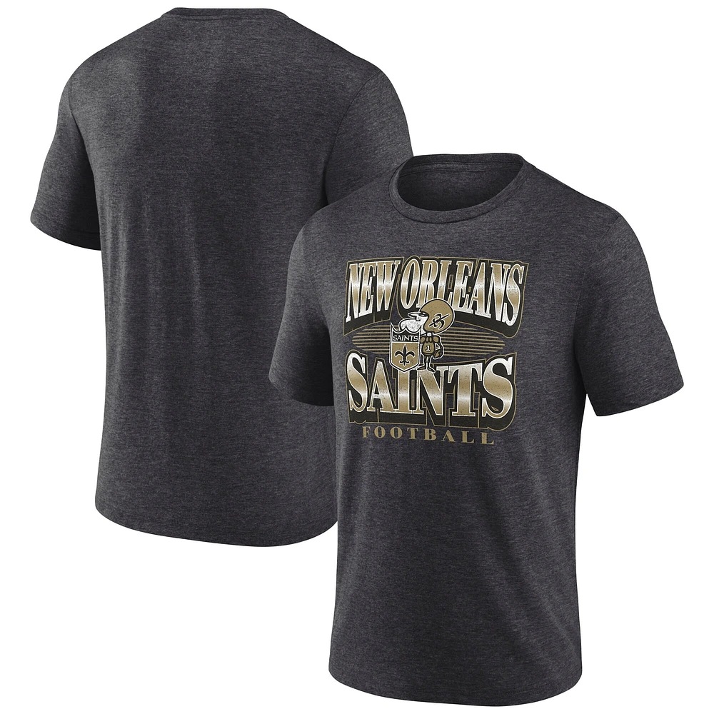 Men's Fanatics Heather Charcoal New Orleans Saints Extreme Tackle Tri-Blend T-Shirt