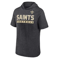 Sweat à capuche manches courtes Fanatics Heather Charcoal New Orleans Saints Push pour hommes