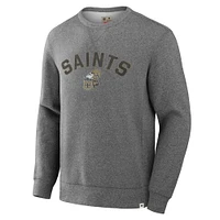 Men's Fanatics  Heather Gray New Orleans Saints Loop Terry Pullover Sweatshirt