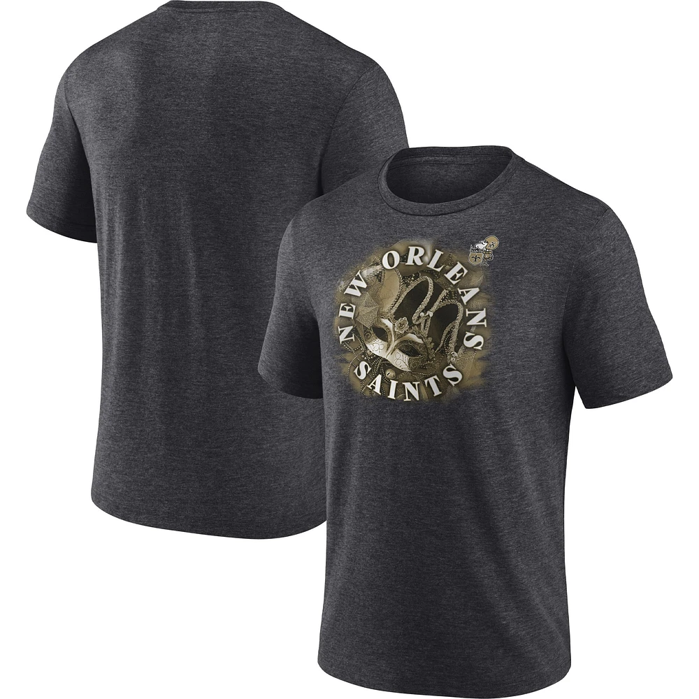 T-shirt à trois mélanges Fanatics Heathered Charcoal New Orleans Saints Sporting Chance pour hommes