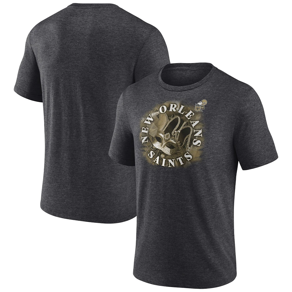 Fanatics Heathered Charcoal New Orleans Saints Sporting Chance Tri-Blend pour hommes - T-shirt