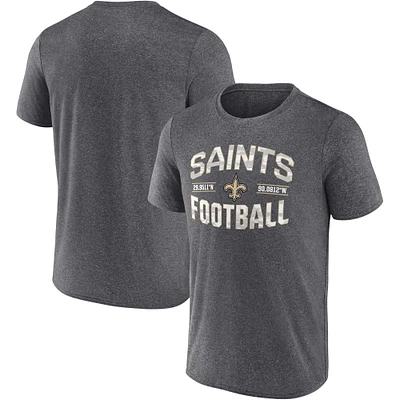 T-shirt Fanatics Heathered Charcoal New Orleans Saints pour hommes qui veulent jouer